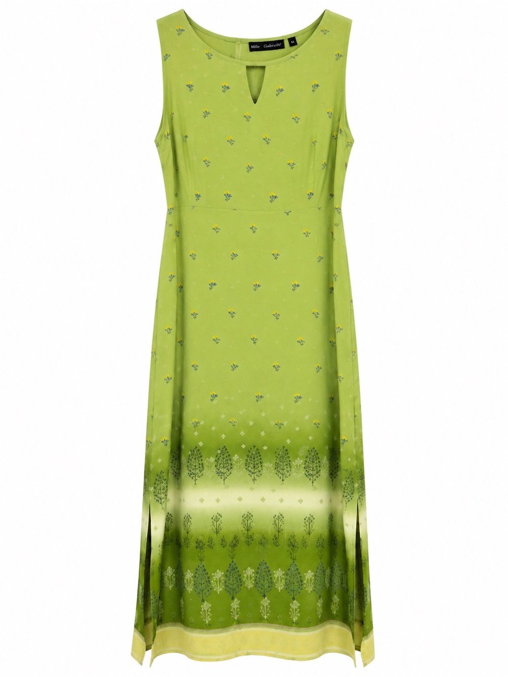Mille Gabrielle Green Floral Sleeveless Maxi Dress Women’s 3X Side Slits